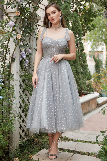 Correas de Espagueti Gris Vestido de Graduación